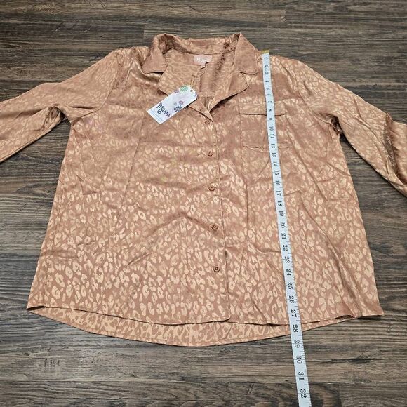 Show Me Your MuMu Classic PJ Set Gold Cheetah Silk Sz XL - Picture 6 of 9